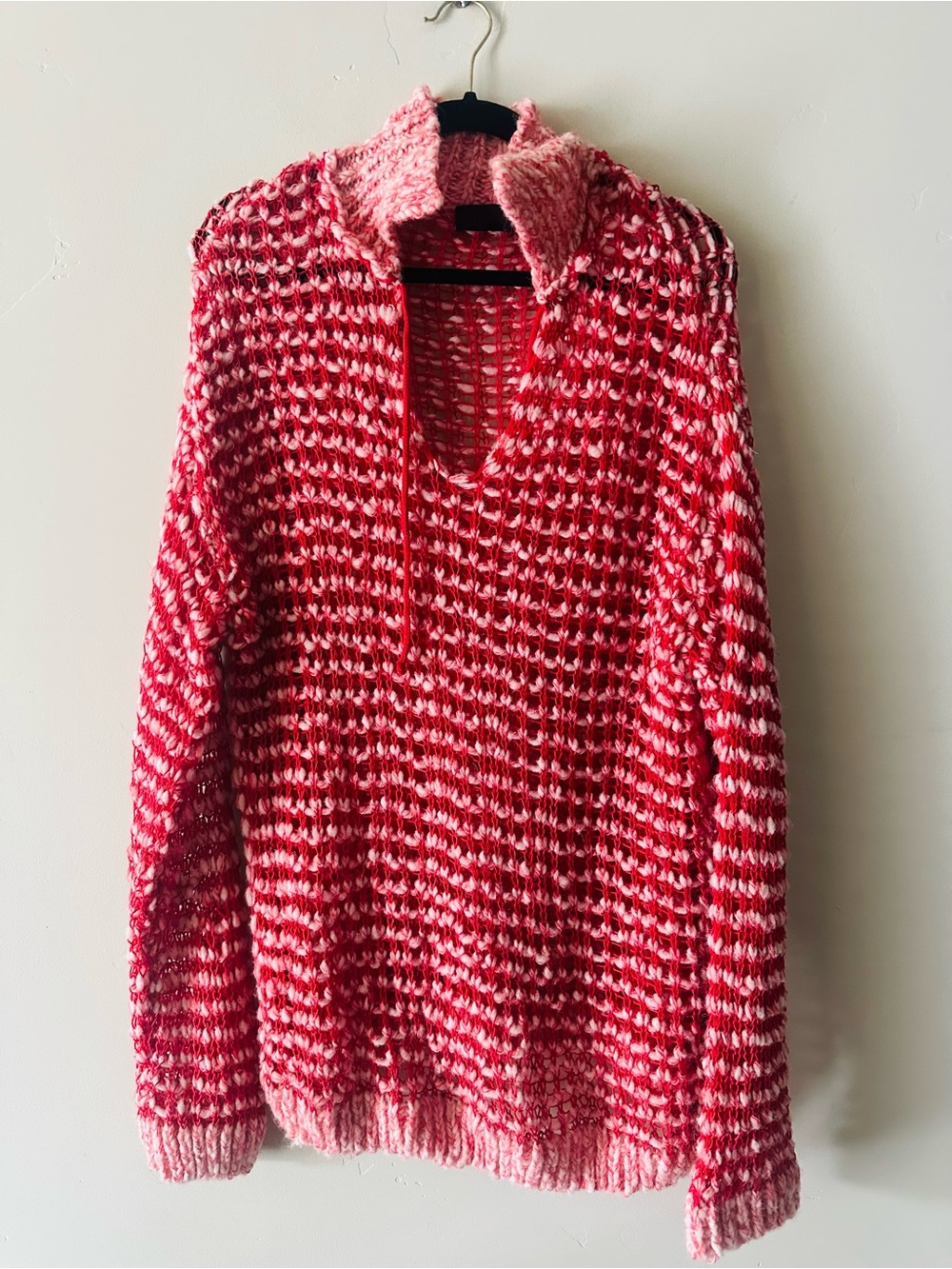 Zara Red and Pink Marled Cowl-Neck Sweater